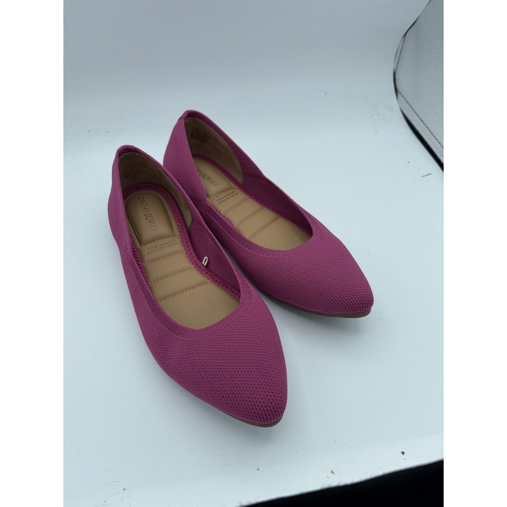 Cynthia Rowley Shoes Womens Size 6.5 Pink Knit Pointed Toe Ballet Flats Comfort